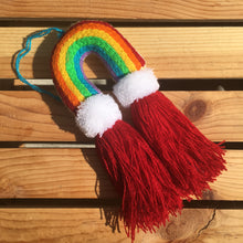 Load image into Gallery viewer, Handmade Hand Embroidered Mexican Felt Rainbow Arcoiris Pom Pom
