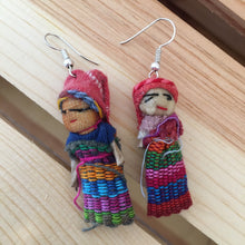 Load image into Gallery viewer, Handmade Mexican Worry Doll Earrings - Fabric Earrings - Aretes de Muñecas - Bohemian Jewelry - Gift for Her - Mexican Folk Art Crafts