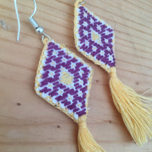 Load image into Gallery viewer, Handmade Fabric Embroidered Mexican Earrings - Chenalho Chiapas Earrings - Mexican Huipil Earrings - Aretes Mexicanos Hechos a Mano