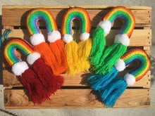 Load image into Gallery viewer, Handmade Hand Embroidered Mexican Felt Rainbow Arcoiris Pom Pom