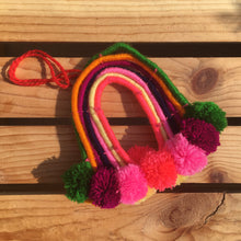 Load image into Gallery viewer, Handmade Hand Embroidered Mexican Felt Rainbow Arcoiris Pom Pom