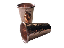 Load image into Gallery viewer, Set of 2 Handmade Hammered Mexican Copper Shot Glasses - 2oz - Tequila - Mezcal
