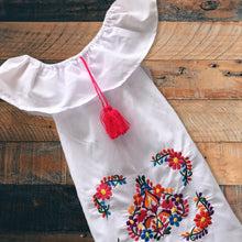 Load image into Gallery viewer, Handmade Girls Off the Shoulder Embroidered Mexican Dress - Size 4