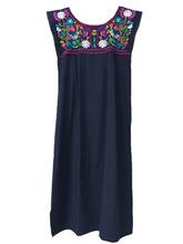 Load image into Gallery viewer, Handmade Women's Floral Embroidered Mexican Dress - Midi Dress - Size Medium