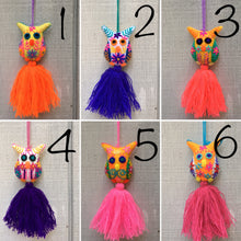 Load image into Gallery viewer, Handmade Embroidered Mexican Felt Owl Pom Pom Tassel - Owl Gift - Owl Decor