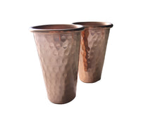 Load image into Gallery viewer, Set of 2 Handmade Hammered Mexican Copper Shot Glasses - 2oz - Tequila - Mezcal