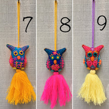 Load image into Gallery viewer, Handmade Embroidered Mexican Felt Owl Pom Pom Tassel - Owl Gift - Owl Decor