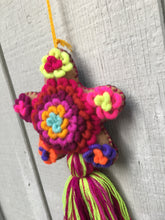 Load image into Gallery viewer, Handmade Hand Embroidered Mexican Felt Star Pom Pom Tassel - Rainbow