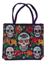 Load image into Gallery viewer, Handmade Mexican Sugar Skull Embroidered Tote Bag - Women's Purses & Handbags