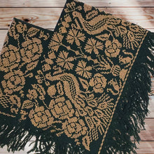 Load image into Gallery viewer, Hand Embroidered Mexican Poncho - Mañanita - Punto de Cruz - Poncho Mexicano