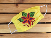 Load image into Gallery viewer, Handmade Floral Embroidered Mexican Face Mask - Blue Flower Fabric Face Mask - Cubrebocas Mexicanas - Topabocas - Hecho a Mano en Mexico