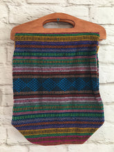 Load image into Gallery viewer, Handmade Woven Mexican Handbag Purse Tote Bag with Wood Handles - Bohemian Boho Hippie Handbag Purse - Bolsa Mexicana