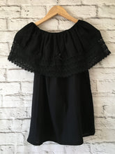 Load image into Gallery viewer, Women's Handmade Off the Shoulder Mexican Peasant Blouse - Size Medium - Yellow Mexican Blouse - Black Mexican Blouse - Blusa Artesanal