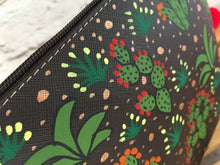 Load image into Gallery viewer, Hand Painted Cactus Succulent Mexican Cosmetic Bag - Vegan Cruelty Free Makeup Bag - Bohemian Cosmetic Bag - Bolsa Cosmetica - Artesanias
