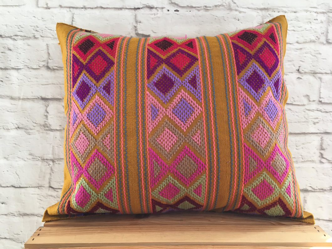 Handmade Hand Embroidered Mexican Pillow Cover - Mexican Home Decor
