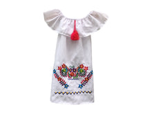Load image into Gallery viewer, Handmade Girls Off the Shoulder Embroidered Mexican Dress - Size 4