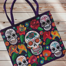 Load image into Gallery viewer, Handmade Mexican Sugar Skull Embroidered Tote Bag - Women's Purses & Handbags