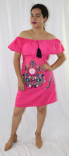 Load image into Gallery viewer, Women's Handmade Off the Shoulder Embroidered Mexican Dress - Vestido Mexicano