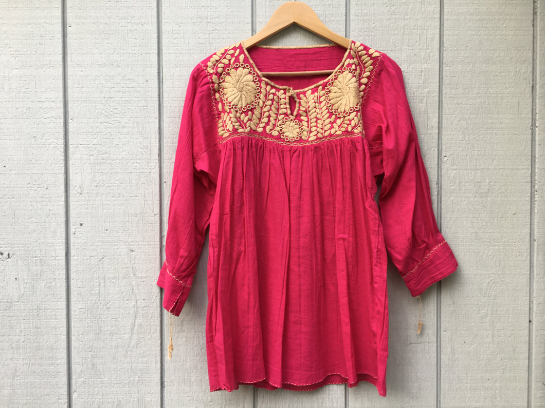 Women's Handmade Embroidered Mexican Tunic Blouse - Size Medium