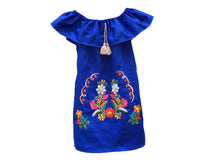 Load image into Gallery viewer, Handmade Girls Off the Shoulder Embroidered Mexican Dress - Size 2