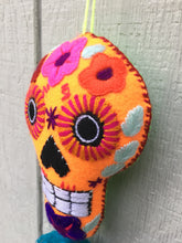 Load image into Gallery viewer, Handmade Embroidered Felt Mexican Sugar Skull Pom Pom - Dia de los Muertos