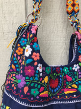 Load image into Gallery viewer, Handmade Floral Embroidered Mexican Satchel Morral Bag - Bolsa Bordada Mexicana