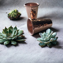 Load image into Gallery viewer, Set of 2 Handmade Hammered Mexican Copper Shot Glasses - 2oz - Tequila - Mezcal