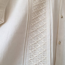 Load image into Gallery viewer, Handmade Men's Off White Mexican Guayabera Shirt - Sizes: Small, Medium, Large & XL - Handmade in Chiapas, Mexico - Men's Mexican Clothing