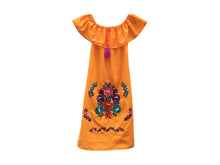 Load image into Gallery viewer, Handmade Girls Off the Shoulder Embroidered Mexican Dress - Size 10
