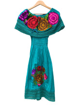 Load image into Gallery viewer, Handmade Women's Off the Shoulder Floral Embroidered Mexican Dress - Size Medium