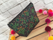 Load image into Gallery viewer, Hand Painted Cactus Succulent Mexican Cosmetic Bag - Vegan Cruelty Free Makeup Bag - Bohemian Cosmetic Bag - Bolsa Cosmetica - Artesanias