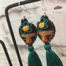 Load image into Gallery viewer, Handmade Mexican FridaTassel Earrings - Aretes de Frida Hechos a Mano en Mexico - Gift for Her - Mexican Folk Art Crafts - Mexican Jewelry