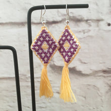 Load image into Gallery viewer, Handmade Fabric Embroidered Mexican Earrings - Chenalho Chiapas Earrings - Mexican Huipil Earrings - Aretes Mexicanos Hechos a Mano