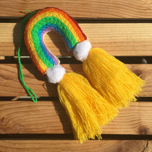 Load image into Gallery viewer, Handmade Hand Embroidered Mexican Felt Rainbow Arcoiris Pom Pom