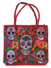 Load image into Gallery viewer, Handmade Mexican Sugar Skull Embroidered Tote Bag - Women's Purses & Handbags
