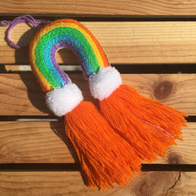 Load image into Gallery viewer, Handmade Hand Embroidered Mexican Felt Rainbow Arcoiris Pom Pom