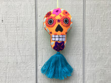 Load image into Gallery viewer, Handmade Embroidered Felt Mexican Sugar Skull Pom Pom - Dia de los Muertos