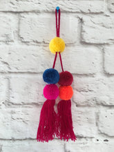 Load image into Gallery viewer, Handmade Mexican Pom Pom Tassel Decor - Pom Pom Handbag Accessory - Mexican Fiesta Bridal Shower Favor Gift - Mexican Home Decor