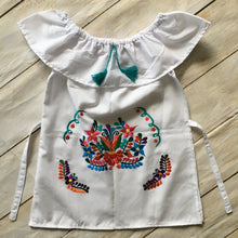 Load image into Gallery viewer, Girls Mexican Dress - Embroidered Girls Dress - Girls Mexican Fiesta Dress - White Mexican Dress - Vestiditio Bordado Artesanal