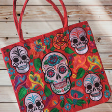Load image into Gallery viewer, Handmade Mexican Sugar Skull Embroidered Tote Bag - Women's Purses & Handbags