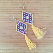 Load image into Gallery viewer, Handmade Fabric Embroidered Mexican Earrings - Chenalho Chiapas Earrings - Mexican Huipil Earrings - Aretes Mexicanos Hechos a Mano