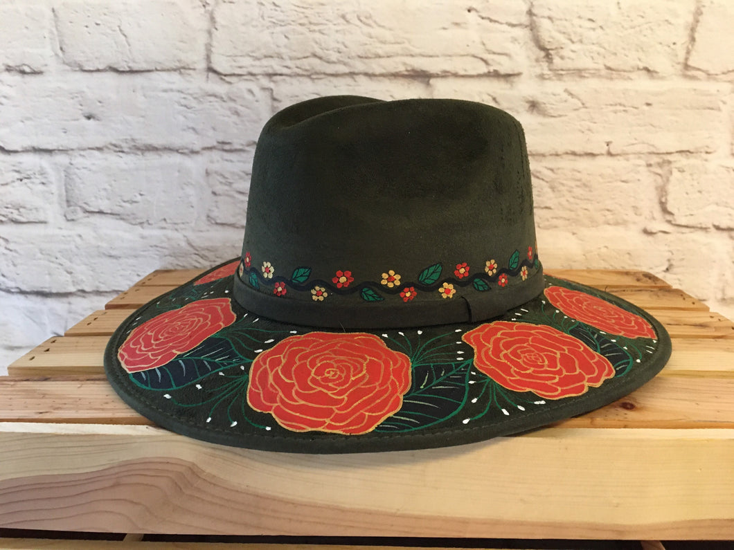 Hand Painted Mexican Hat - Painted Mexican Sombrero Hat - Painted Mexican Cowgirl Hat - Painted Panama Hat - Sombrero Pintado - Cowboy Hat