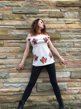 Load image into Gallery viewer, Handmade Women's Baby Doll Mexican Blouse - Size Small - Hand Embroidered & 100% Cotton Mexican Blouse - Blusa Artesanal Mexicana