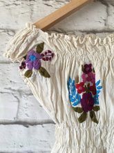 Load image into Gallery viewer, Handmade Women's Baby Doll Mexican Blouse - Size Small - Hand Embroidered & 100% Cotton Mexican Blouse - Blusa Artesanal Mexicana