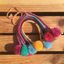 Load image into Gallery viewer, Handmade Hand Embroidered Mexican Felt Rainbow Arcoiris Pom Pom