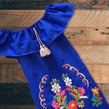 Load image into Gallery viewer, Handmade Girls Off the Shoulder Embroidered Mexican Dress - Size 2
