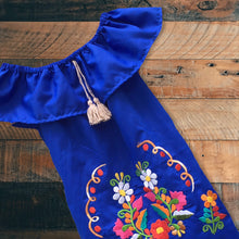 Load image into Gallery viewer, Handmade Girls Off the Shoulder Embroidered Mexican Dress - Size 2