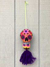 Load image into Gallery viewer, Handmade Embroidered Felt Mexican Sugar Skull Pom Pom - Dia de los Muertos
