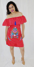 Load image into Gallery viewer, Women's Handmade Off the Shoulder Embroidered Mexican Dress - Vestido Mexicano