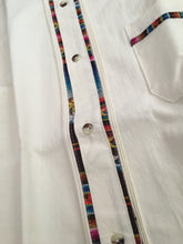 Load image into Gallery viewer, Handmade Men's Long Sleeve Traditional Off-White Mexican Guayabera - Small - XL